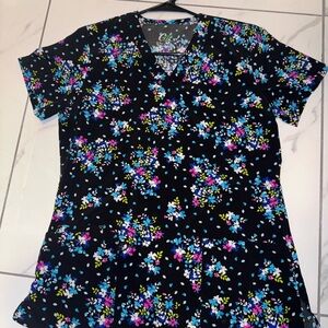 Elegant Floral Women's Scrub Top